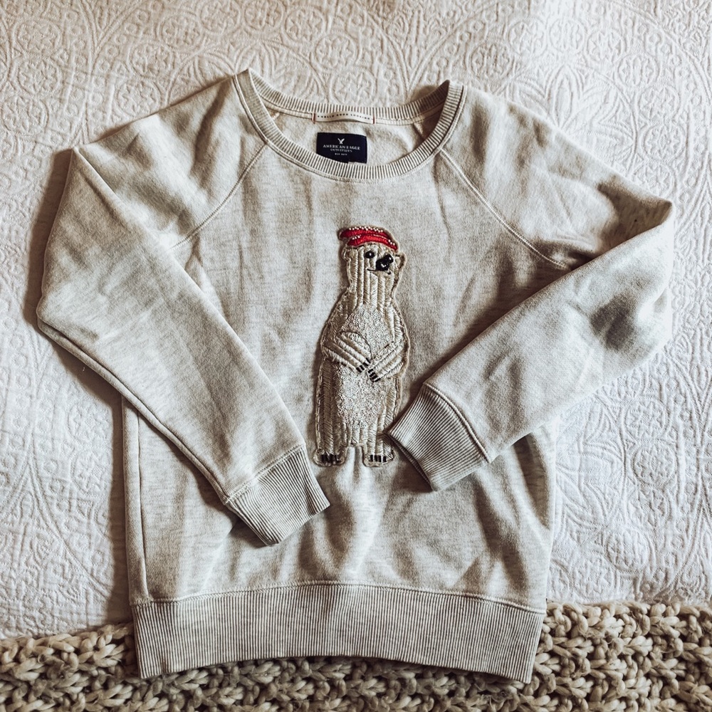 American Eagle Polar Bear Crew Neck